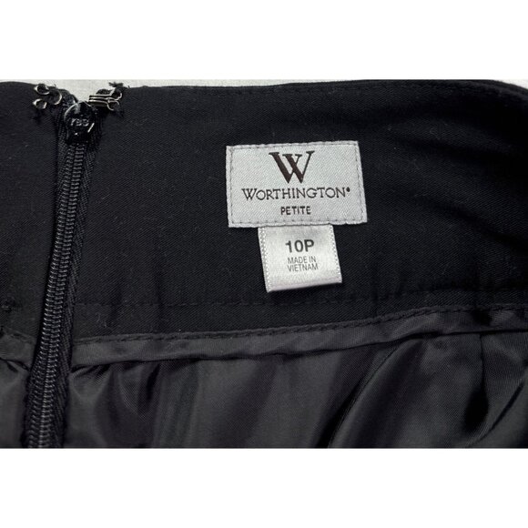 Worthington Petite Black Pencil Skirt Size 10P Knee Length Lined - Picture 3 of 4